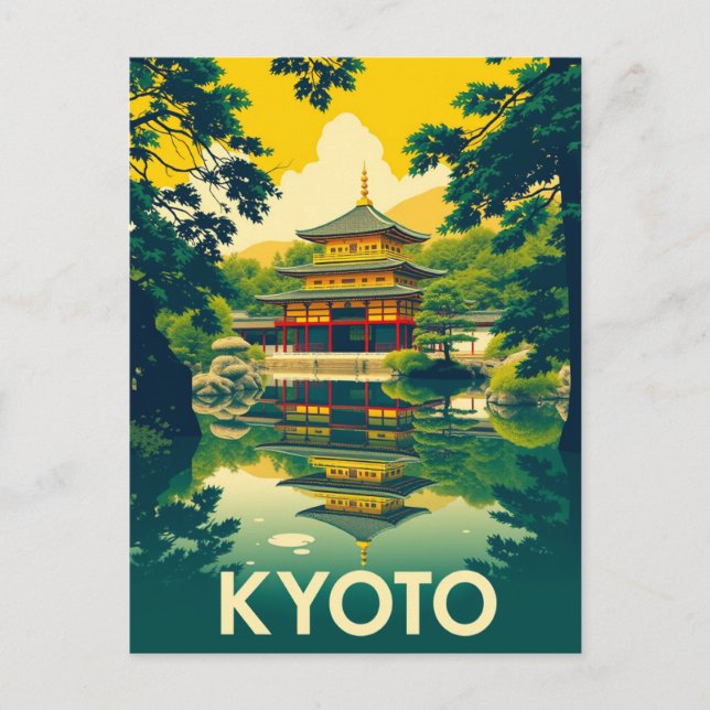 Kyoto, Japan Retro Travel Art Postcard (Front)