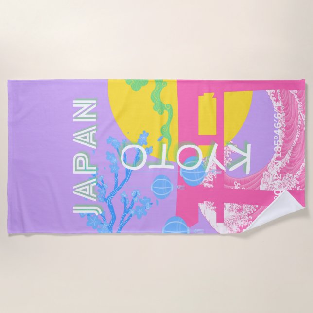 Kyoto Japan Travel Art Beach Towel (Front)