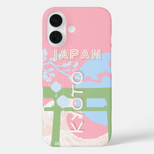 Kyoto Japan Travel Art, Pastel Travel Art iPhone 16 Case