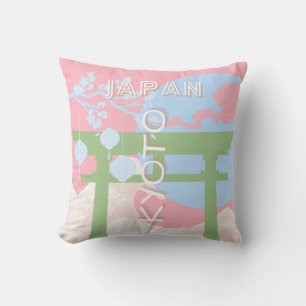 Kyoto Japan Travel Art, Pastel Travel Art Cushion