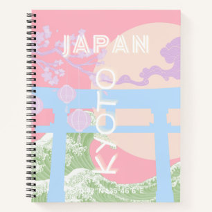 Kyoto Japan Travel Art, Pink Pastel Travel Art Notebook