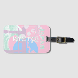 Kyoto Japan Travel Art, Pink Preppy Art Luggage Tag