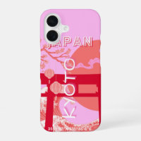 Kyoto Japan Travel Art, Pink Retro Travel Art