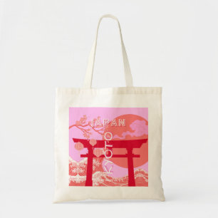 Kyoto Japan Travel Art, Pink Retro Travel Art Tote Bag