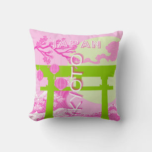Kyoto Japan Travel Art, Pink Travel Art Cushion
