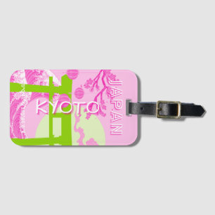 Kyoto Japan Travel Art, Pink Travel Art Luggage Tag