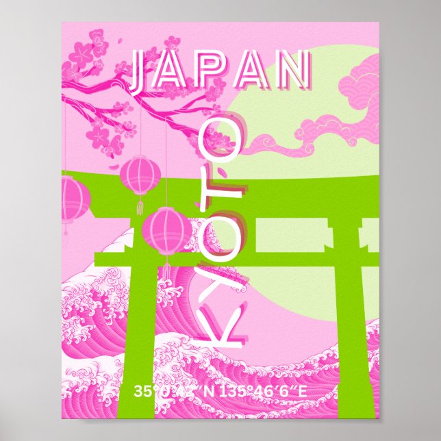 Kyoto Japan Travel Art, Pink Travel Art Poster (Front)