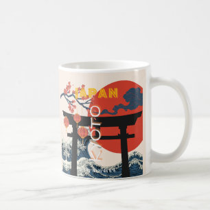 Kyoto Japan Travel Art, Retro Travel Art Coffee Mug