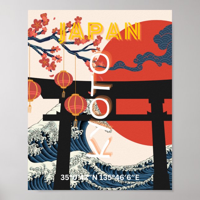 Kyoto Japan Travel Art, Retro Travel Art Poster (Front)