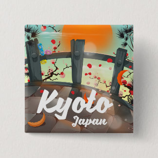 Kyoto Japan travel poster 15 Cm Square Badge