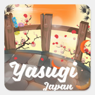 Kyoto Japan travel poster Square Sticker