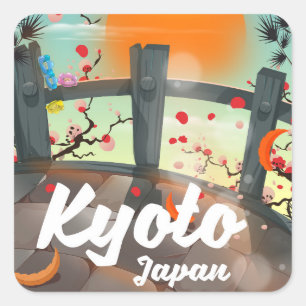 Kyoto Japan travel poster Square Sticker
