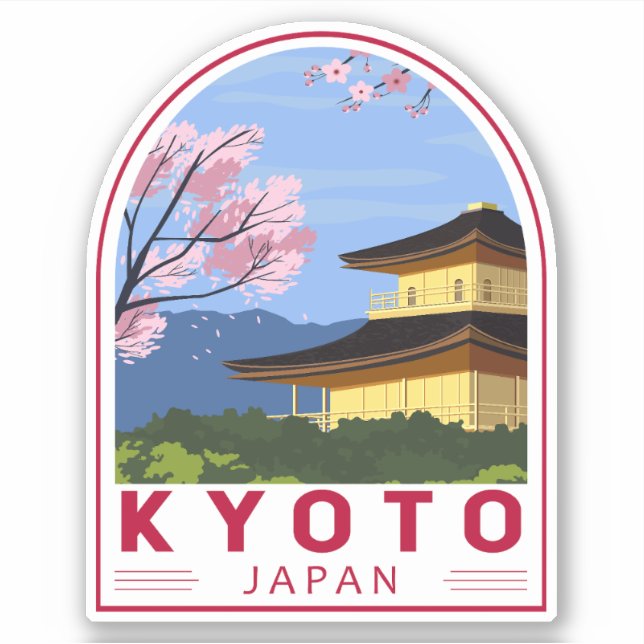 Kyoto Japan Travel Retro Travel Emblem (Front)