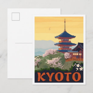 Kyoto Japan Vintage Art Travel Postcard