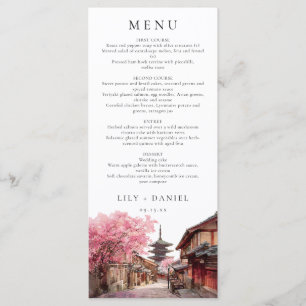 Kyoto Japan Watercolor Elegant Wedding Menu