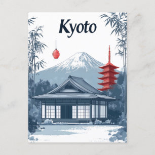 Kyoto: Japanese Temple, Pagoda, and Mountain  Postcard