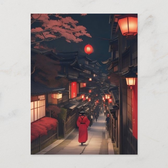 Kyoto Night Lanterns Postcard (Front)
