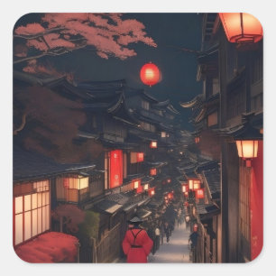 Kyoto Night Lanterns Sticker