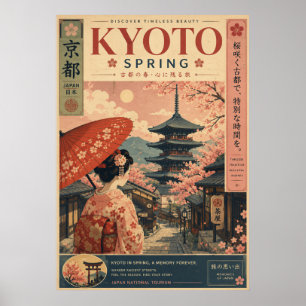 Kyoto Spring Vintage Japan Travel Poster