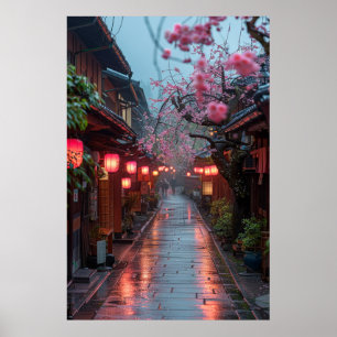 Kyoto Street at Dusk – Lantern Japanese Art Poster