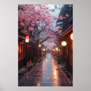 Kyoto Street at Dusk – Lantern Japanese Art Poster