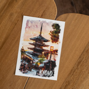Kyoto Temple Watercolor Painting – Japanese Art Postcard