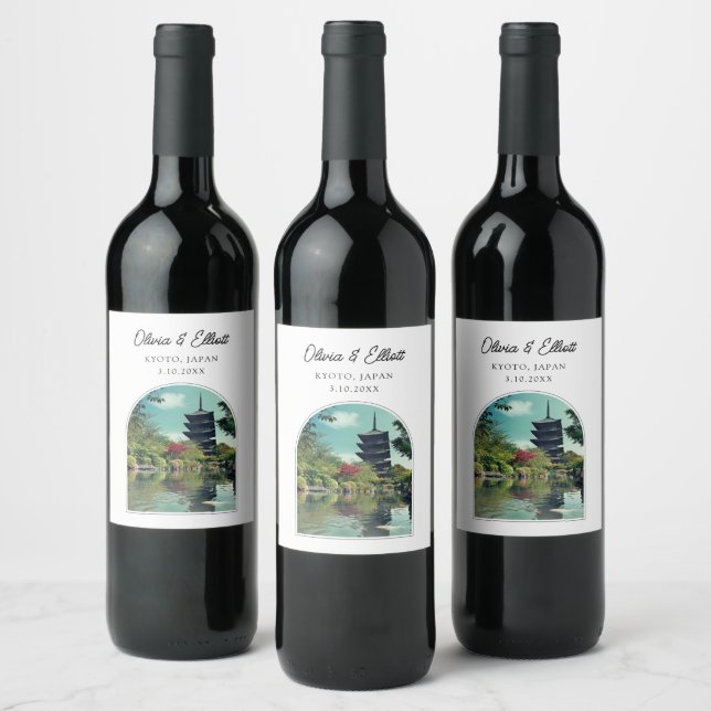 Kyoto Wedding Japan Favour Personalised Wine Label (Bottles)