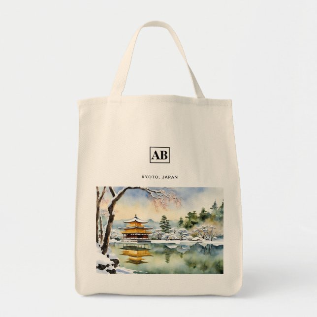 Kyoto Winter Watercolour Art - Tote Bag (Front)