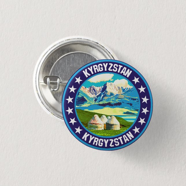 Kyrgyzstan                                         3 cm round badge (Front & Back)