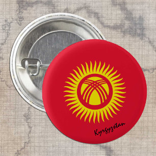 Kyrgyzstan button, patriotic Kyrgyzstan Flag 3 Cm Round Badge