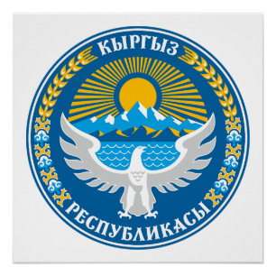 Kyrgyzstan country coat arms symbol emblem flag poster