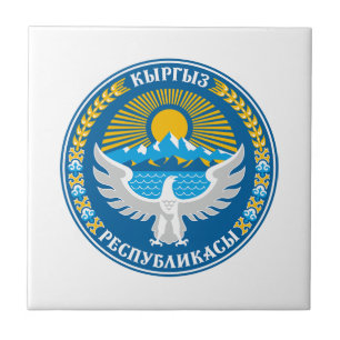 Kyrgyzstan country coat arms symbol emblem flag tile