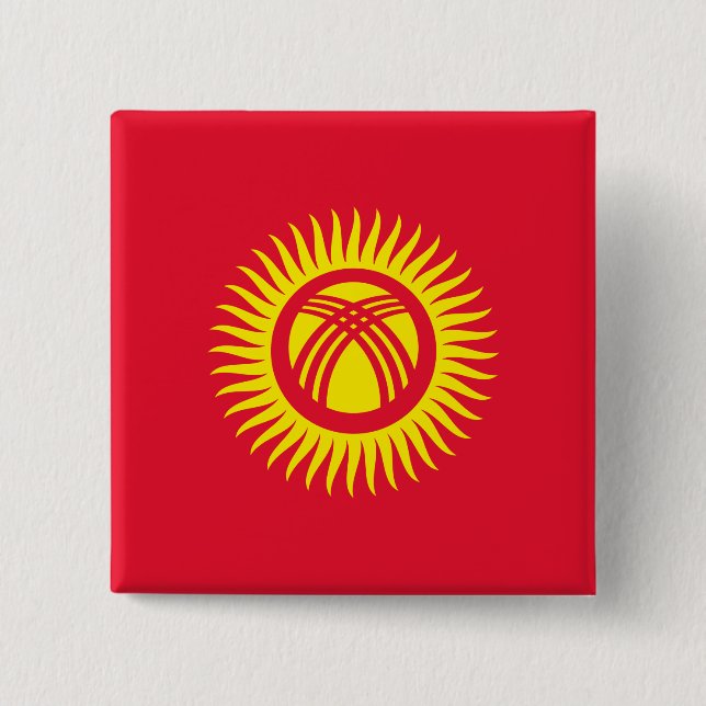 Kyrgyzstan Flag 15 Cm Square Badge (Front)