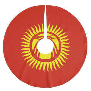 Kyrgyzstan flag brushed polyester tree skirt
