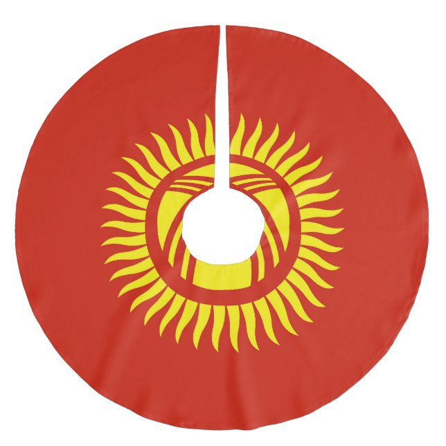 Kyrgyzstan flag brushed polyester tree skirt (Front)