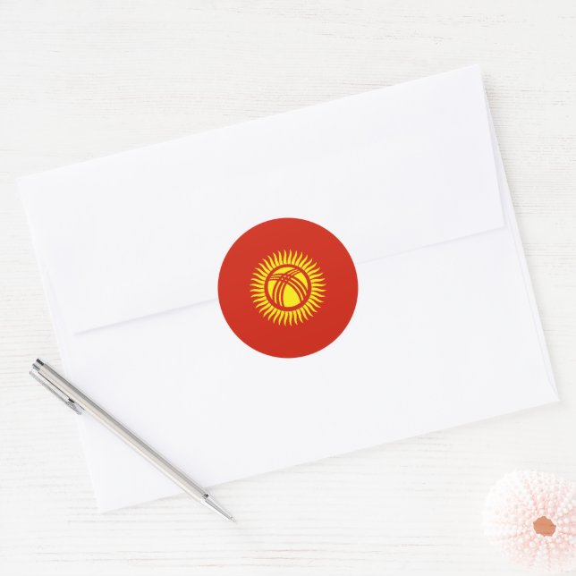 Kyrgyzstan flag classic round sticker (Envelope)