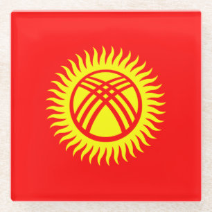 Kyrgyzstan Flag Glass Coaster