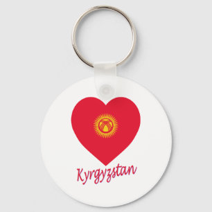 Kyrgyzstan Flag Heart Key Ring