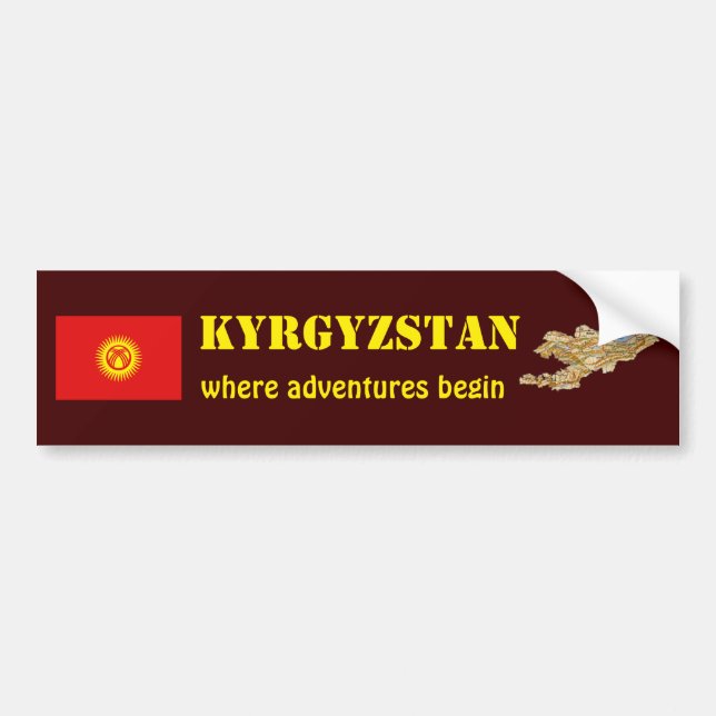 Kyrgyzstan Flag + Map Bumper Sticker (Front)