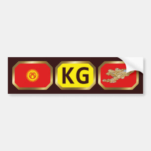 Kyrgyzstan Flag Map Code Bumper Sticker