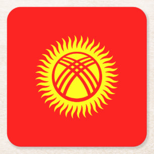 Kyrgyzstan Flag Square Paper Coaster
