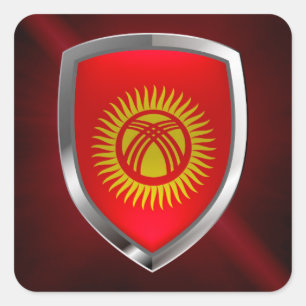 Kyrgyzstan Metallic Emblem Square Sticker