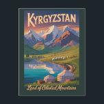 Kyrgyzstan Mountains Illustration Travel Art Vinta Postcard<br><div class="desc">Kyrgyzstan retro vector travel design. From the serene beauty of Issyk-Kul Lake and the rugged Tian Shan range to the cultural heart of Bishkek and the scenic trails of Ala Archa National Park,  Kyrgyzstan offers an unforgettable blend of nature,  adventure,  and tradition.</div>
