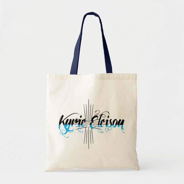 Kyrie Eleison Religious Phrase Stylised Text Tote Bag (Front)