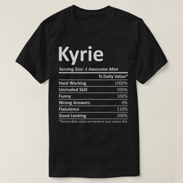 KYRIE Nutrition Funny Birthday Personalised Name G T-Shirt (Design Front)