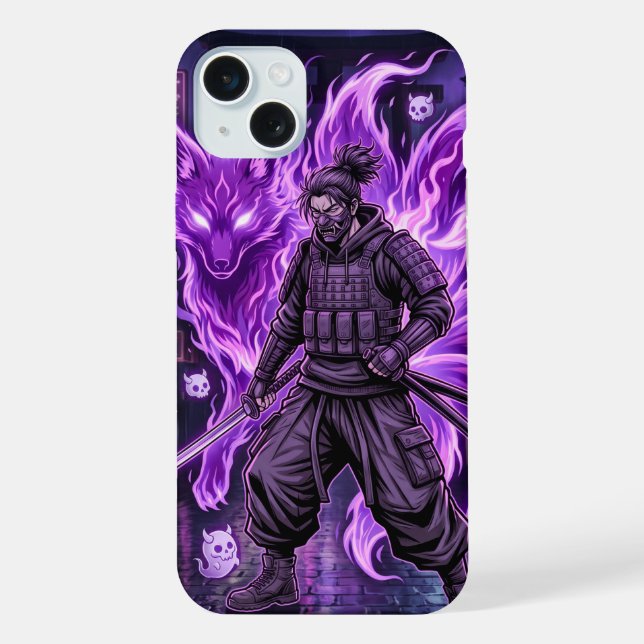 Kyubi Cyber-Samurai iPhone Case (Back)
