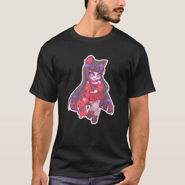 Kyuuchandesu Emo Girl Chibi Drawing Cat Alt Girl A T-Shirt (Front)