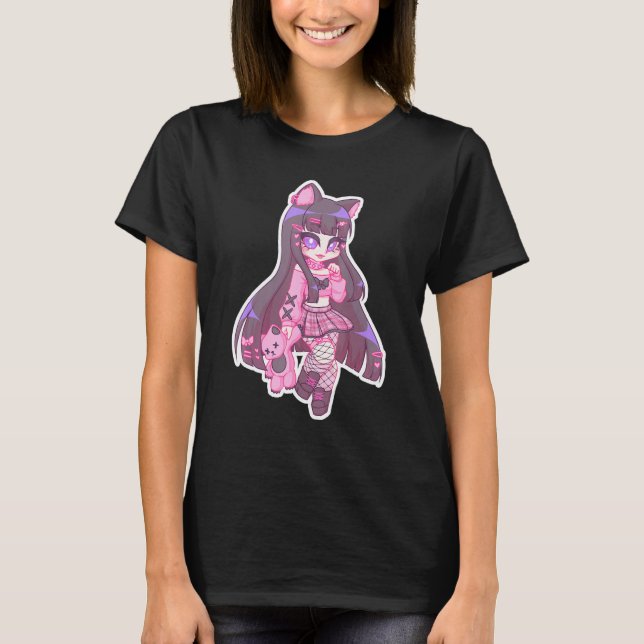 Kyuuchandesu Neko Emo Girl Cat Alt Girl Aesthetic  T-Shirt (Front)