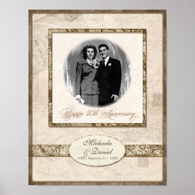 L744 11x14 50th Anniversary Personalised w Photo Poster (Front)