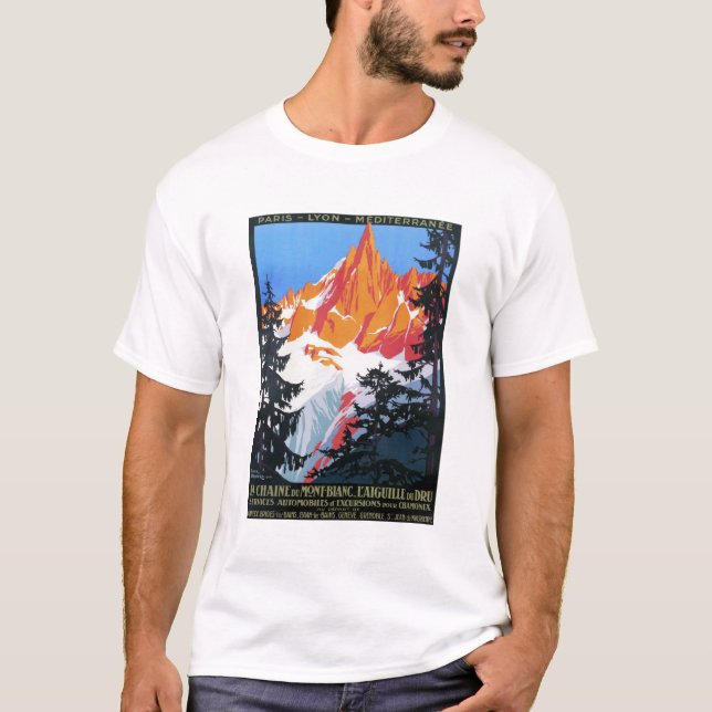 L' Aiguille du Midi & Swiss MONT BLANC Old Tourism T-Shirt (Front)